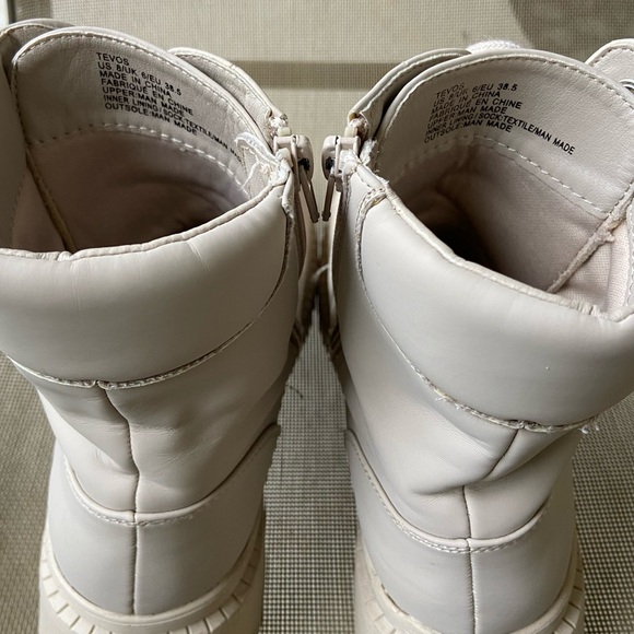 GUC JustFab US Sz-8 Combat Boots- Lace & Zipper, Creamy White, Silver Lace Rivet - Picture 15 of 15